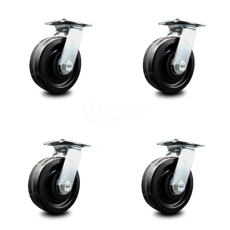 Service Caster 8 Inch Phenolic Wheel Heavy Duty Top Plate Swivel Caster, 4PK SCC-55S825-PHR-4